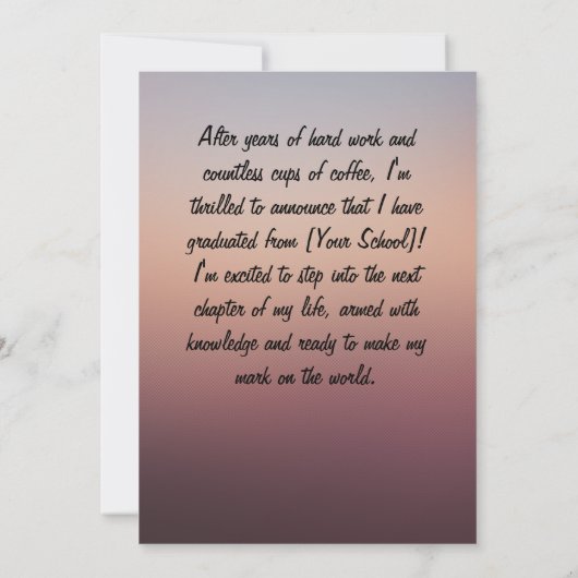 Persoonlijk foto-verjaardagsbericht voor afstudeer kaart (Achterkant)