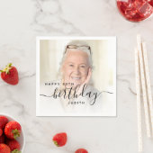 Persoonlijk Foto Zwarte Script 80e Verjaardag Servet (Insitu)