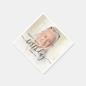 Persoonlijk Foto Zwarte Script 80e Verjaardag Servet (Hoek)