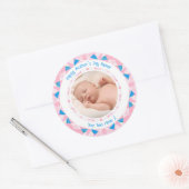 Persoonlijk fotobericht Roze Blauw Moederdag Ronde Sticker (Envelop)