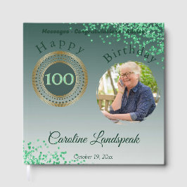 Persoonlijk Fotoboek Groene Glitters, 100ste Verja Gastenboek