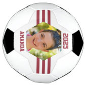 Persoonlijk Fotocadeau Dieprode Strepen Voetbal (Gedraaid)