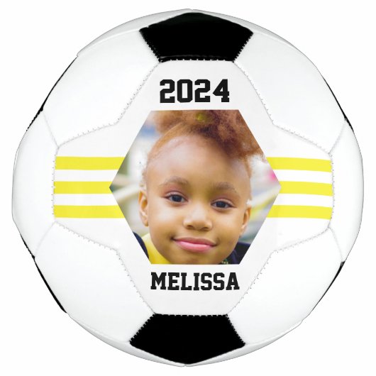 Persoonlijk Fotocadeau Gele Strepen Voetbal (Voorkant)