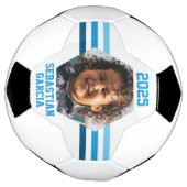 Persoonlijk Fotocadeau Multi Blauwe Strepen Voetbal (Gedraaid)
