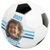Persoonlijk Fotocadeau Multi Blauwe Strepen Voetbal (Drie kwart)