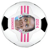 Persoonlijk Fotocadeau Roze Strepen Voetbal (Gedraaid)