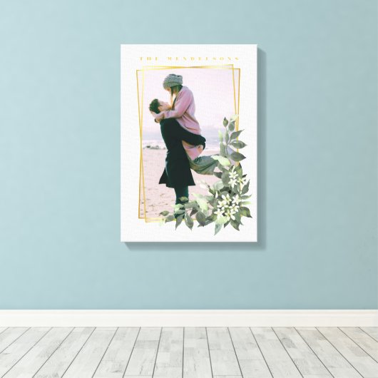 Persoonlijk fotofloraal lijst canvas afdruk (Insitu (Houten vloer))