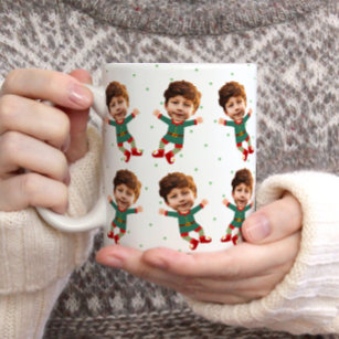 Persoonlijk fotogezicht Funny Kerstmis Elf Kind Koffiemok