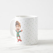 Persoonlijk fotogezicht Funny Kerstmis Elf Kind Koffiemok (Voorkant links)