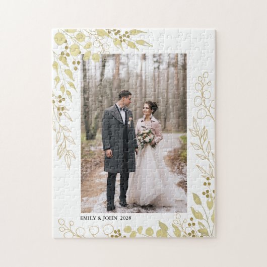 Persoonlijk fotohuwelijk legpuzzel (Verticaal)