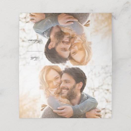 Persoonlijk fotohuwelijk plaatskaartje (Buitenkant ongevouwen)