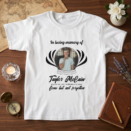 Persoonlijk Fotomemento Elegante Zwarte Herdenking T-shirt