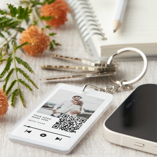 Persoonlijk fotopaar-liefdeslied sleutelhanger (Voorkant Rechts)