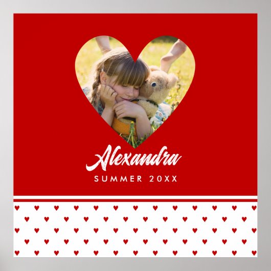 Persoonlijk Fotoroode Hartframe Moderne Verjaardag Poster (Voorkant)