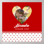 Persoonlijk fotoroze hartframe moderne verjaardag poster (Voorkant)