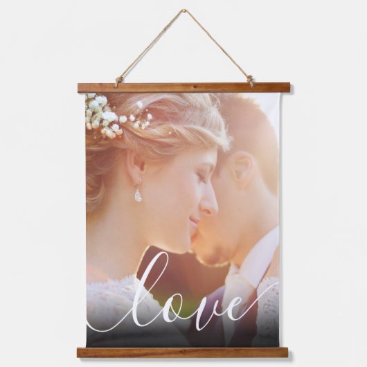 Persoonlijk Fotoschrift Liefde Hangend Wandkleed (Voorkant)