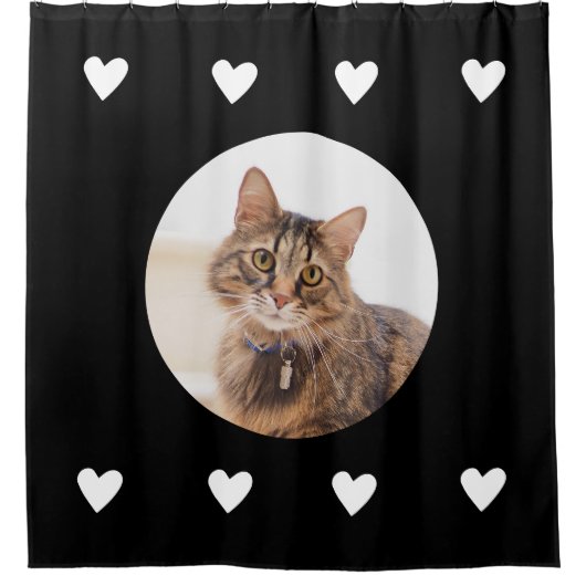 Persoonlijk fototoestel met klettenkat-douchetgord douchegordijn (Voorkant)