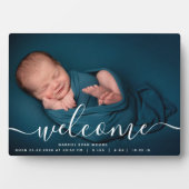 Persoonlijk Fotowelkomstscript Overlay Baby Fotoplaat (voorkant)