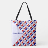 Persoonlijk Franse Vlag Getegeld Blauw Tote Bag (Achterkant)