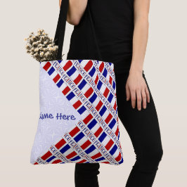 Persoonlijk Franse Vlag Getegeld Blauw Tote Bag
