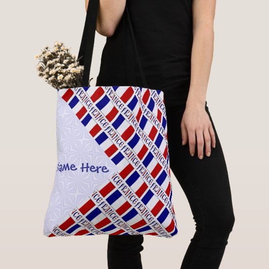 Persoonlijk Franse Vlag Getegeld Blauw Tote Bag (Dichtbij)
