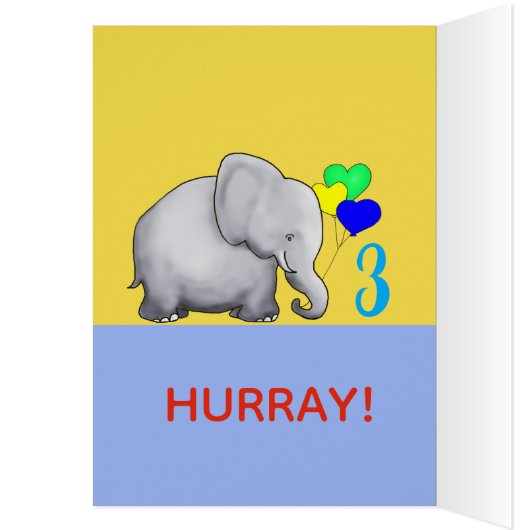 Persoonlijk Fun Baby Elephant 3rd Birthday Poem (Binnen (Links))