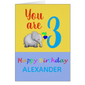 Persoonlijk Fun Baby Elephant 3rd Birthday Poem (Voorkant)