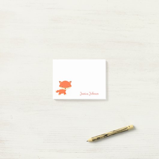 Persoonlijk Funny Animal Fox Kind notitieblok Post-it® Notes (Op bureau)