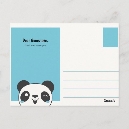 Persoonlijk - Funny Blue Panda Briefkaart (Achterkant)