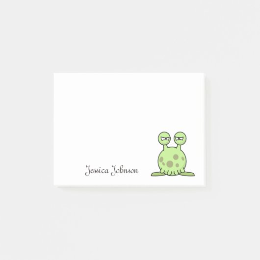 Persoonlijk Funny Cute Green Alien-notepad Post-it® Notes (Voorkant)