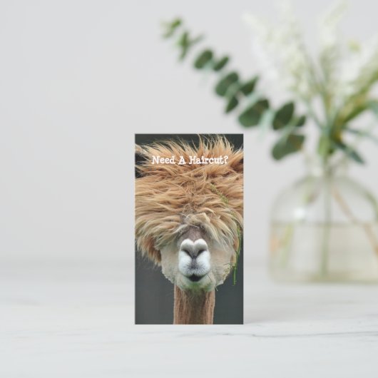 Persoonlijk Funny Llama Hair Stylist Salon Visitekaartje (Staand voorkant)