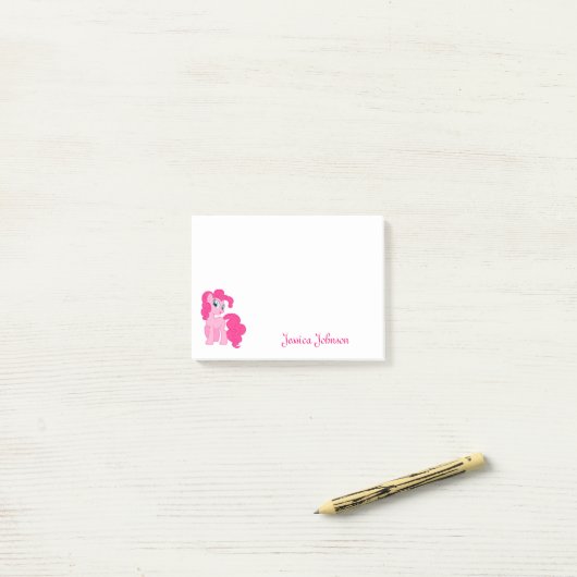 Persoonlijk Funny Pink Unicorn Pony notitieblok Post-it® Notes (Op bureau)