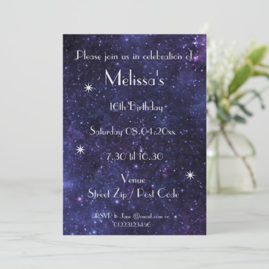 Persoonlijk Galaxy Feest Kaart (Staand voorkant)