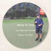 Persoonlijk gat in één Golffoto en -stations Ronde Kartonnen Onderzetter (Voorkant)