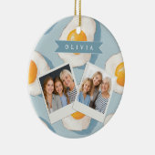 Persoonlijk Gebakken Ei Patroon Pret Blauw Grappig Keramisch Ornament (Rechts)
