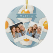 Persoonlijk Gebakken Ei Patroon Pret Blauw Grappig Keramisch Ornament (Voorkant)
