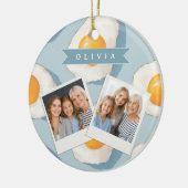 Persoonlijk Gebakken Ei Patroon Pret Blauw Grappig Keramisch Ornament (Links)