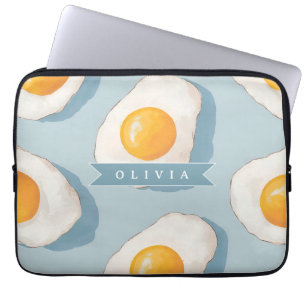 Persoonlijk Gebakken Ei Patroon Pret Blauw Grappig Laptop Sleeve