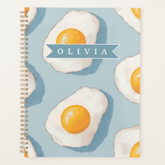 Persoonlijk Gebakken Ei Patroon Pret Blauw Grappig Planner (Voorkant)