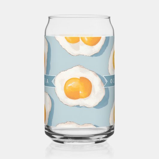 Persoonlijk Gebakken Eipatroon Pret Blauw Grappig Blikvorm Glas (Links)