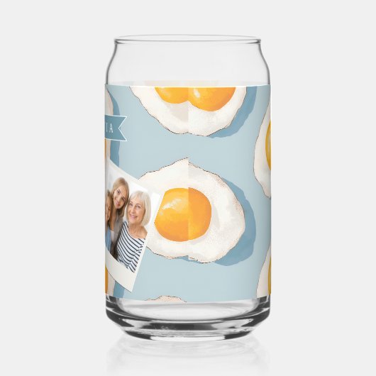 Persoonlijk Gebakken Eipatroon Pret Blauw Grappig Blikvorm Glas (Links)