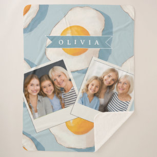 Persoonlijk Gebakken Eipatroon Pret Blauw Grappig Sherpa Deken