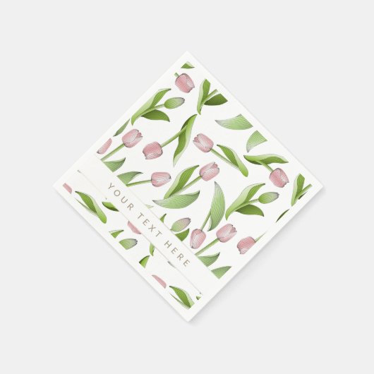 Persoonlijk Gebarsten Roze Tulp Papier Servet (Hoek)