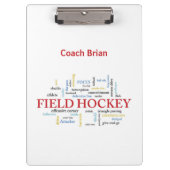 Persoonlijk, Gebied Hockey Coach Dank u in Woorden Klembord (Voorkant)