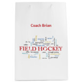 Persoonlijk, Gebied Hockey Coach Dank u in Woorden Medium Cadeauzakje (Voorkant)