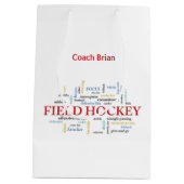 Persoonlijk, Gebied Hockey Coach Dank u in Woorden Medium Cadeauzakje (Achterkant)