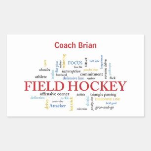 Persoonlijk, Gebied Hockey Coach Dank u in Woorden Rechthoekige Sticker