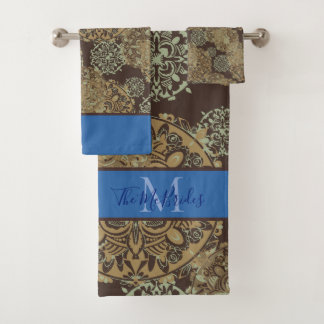 Persoonlijk Geblauwd & Bruin Boho Treurige Mandala Bad Handdoek