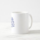 Persoonlijk Geblauwde Bloemige Monogram M Koffiemok (Voorkant rechts)
