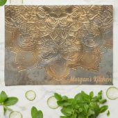 Persoonlijk Geblindeerd Mandala | Elegant Boho Cad Theedoek (Gevouwen)